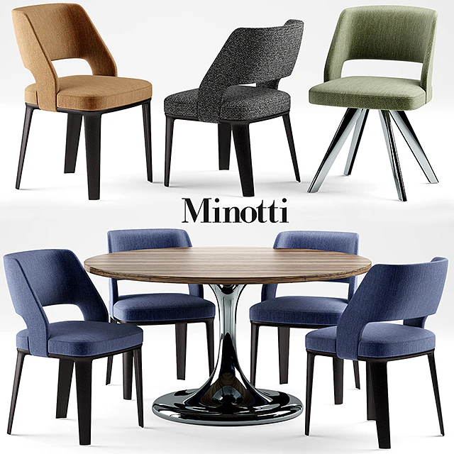 Стол и стулья minotti  NETO table OWENS CHAIR — Скачать