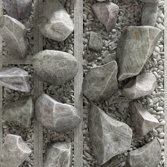 Flowerbed pebble rock decor street — Descargar