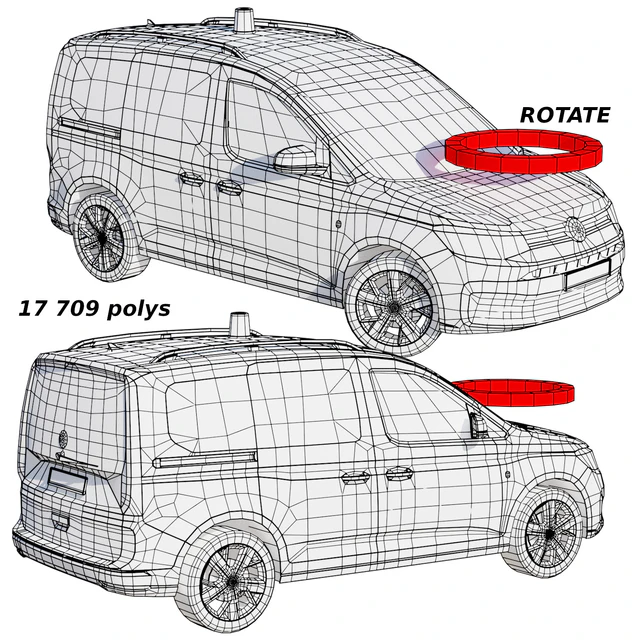 Среднеполигональный автомобиль Volkswagen Caddy 2022 — Скачать