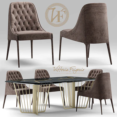 Chair vittoria frigerio Poggi High capitonne, Alfieri table — Ver 1