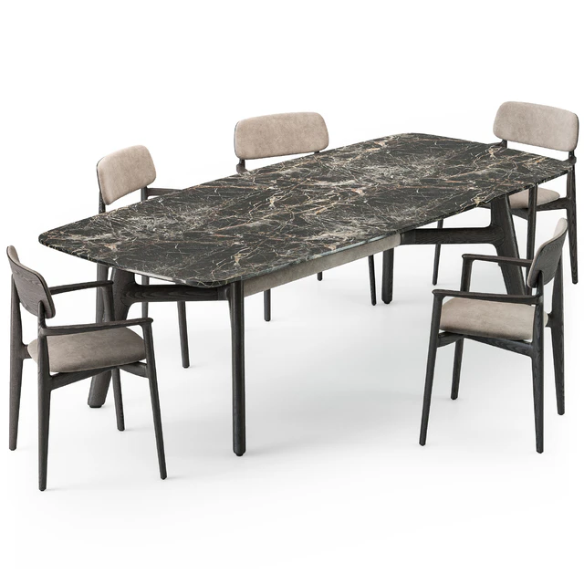 Poliform Curve dining table armchair set — Скачать