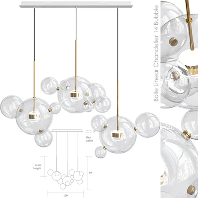 Bolle Linear Chandelier 14 Bubble — Ver 1
