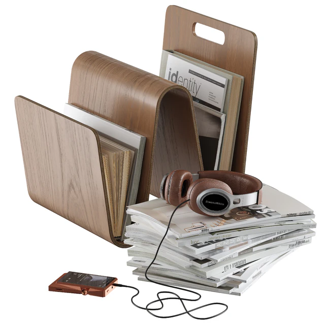 Magazine rack holder book stack headphone floor accessories decor — Скачать