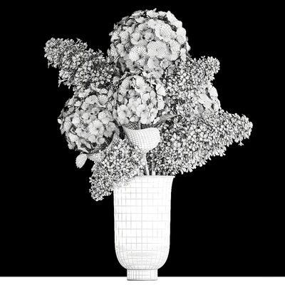 Beautiful modern bouquet of green flowers in a black vase with Hydrangea, green Lilac. 169 — Ver 2