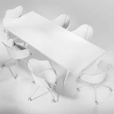 Arper Cila Armchair Trestle Fixed and Meety Plasic Table — Ver 4