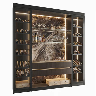 Wine Cabinet With Glasses & Decoration 005 — download