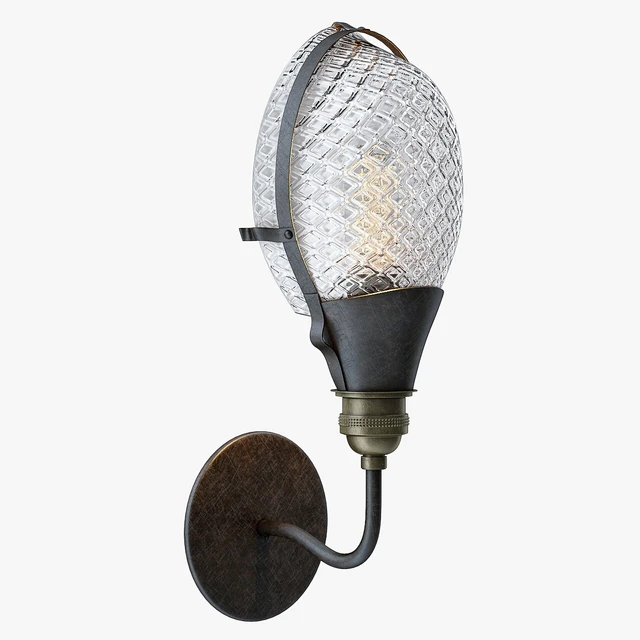 Early Style Quilted Glass Operating Room Light Sconce — Скачать