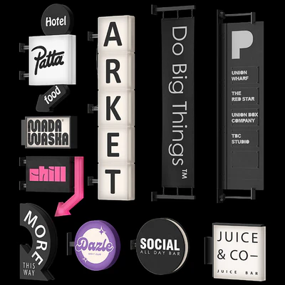 Set of 10 facade console signs — Ver 7