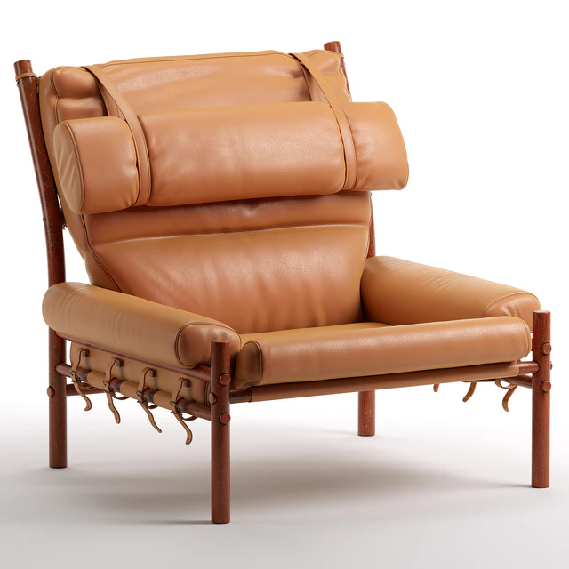 Scandinavian Modern Arne Norell Leather Inca Lounge Chair — Скачать