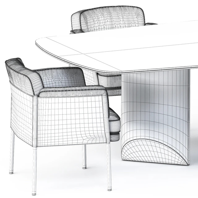 SHELLEY DINING chair and WEDGE DINING Table by Minotti — Скачать