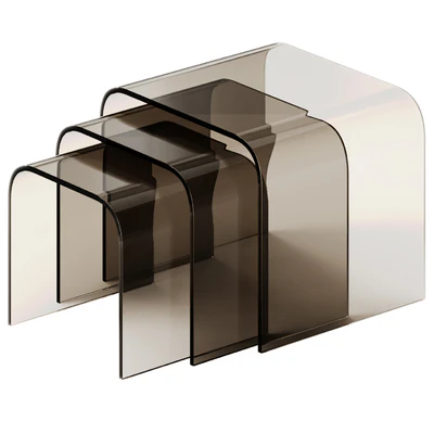 Tonin Casa ANEMONE Glass coffee tables Set — Ver 3