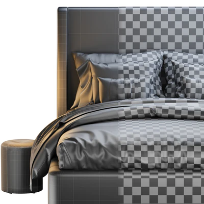 Кровать Дефанс 160 Velvet Grey / emerald /sand / blue с пуфом Кофи Диванру — Вид 4