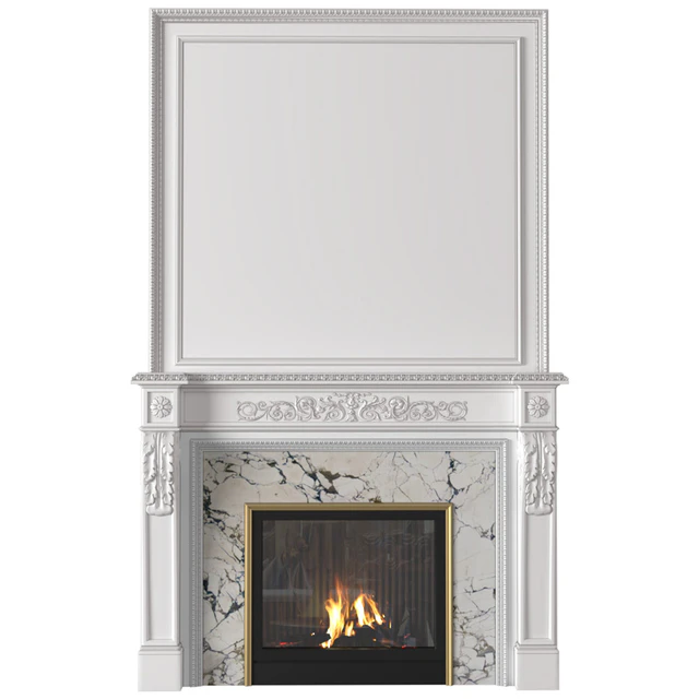 White Fireplace in a classic style. Fireplace in classic style — Descargar