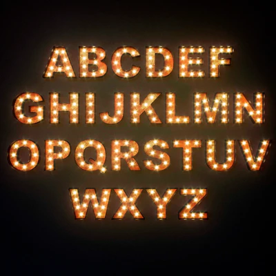 Lighted Metal sign. Set 12. Alphabet — Ver 2