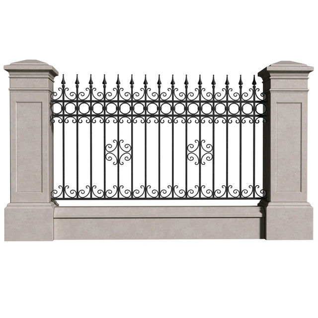 Забор в классическом стиле с кованным ограждением.Entrance Driveway Iron Gates — Скачать