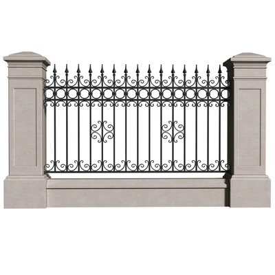 Забор в классическом стиле с кованным ограждением.Entrance Driveway Iron Gates — Вид 6