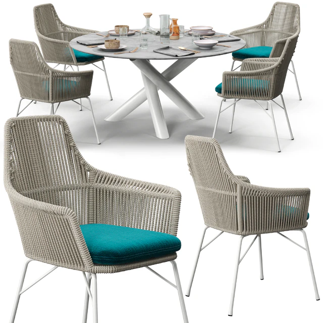 Minotti York chair Van Dyck "Outdoor" table set — Descargar