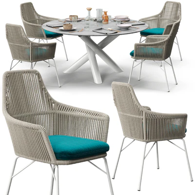 Minotti York chair Van Dyck "Outdoor" table set — Ver 1