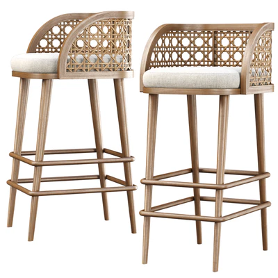 Rimma rattan bar stool DS67 / Wooden bar stool — Ver 1