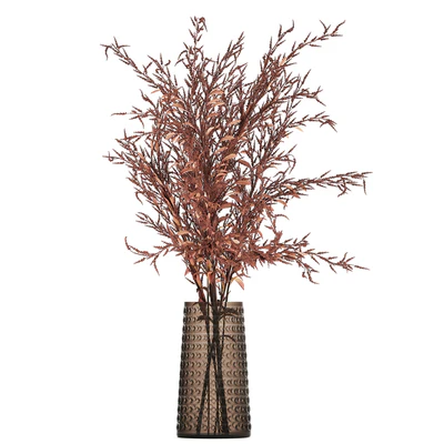 Bouquet of red branches of dried flowers in a glass vase with Goldenrod, Solidago. Set 153. — Ver 5