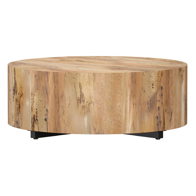 Dillon Spalted Primavera Round Wood Coffee Table (Crate and Barrel) — Descargar