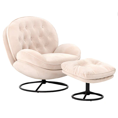 Velvet Swivel Accent Chair with Ottoman Set — Вид 1