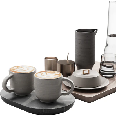 129 eat and drinks decor set 03 coffee and water kit 03 — Ver 4