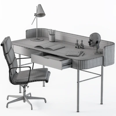 Vintage Wooden Office Desk — Ver 4