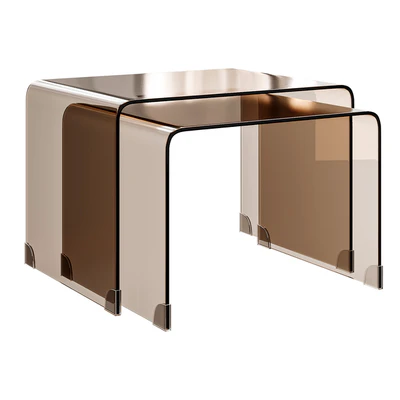Set of two stackable coffee tables made of tempered glass Joan — Ver 2