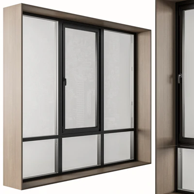 Black Modern Window with Wooden Frame - Windows Set 06 — Ver 2
