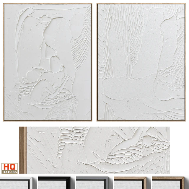 White Textural Plaster Wall Art C-438 — Скачать