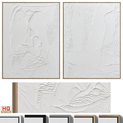 White Textural Plaster Wall Art C-438 — Вид 1