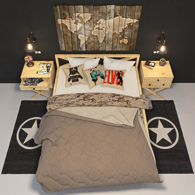Set for the interior - 2. Bedroom furniture in the Loft style. — View 3