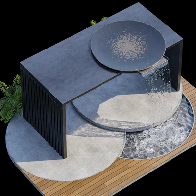 Landscape Furniture  with Fountain - Architect Element 09 — Вид 3