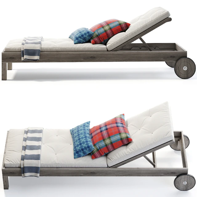 Pottery Barn Chatham FSC Mahogany Chaise Lounge with Wheels — Descargar