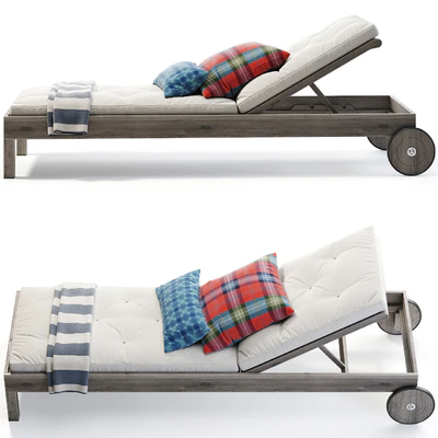Pottery Barn Chatham FSC Mahogany Chaise Lounge with Wheels — Ver 5