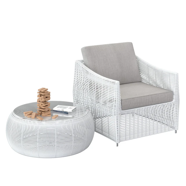Table and rattan chair — Descargar