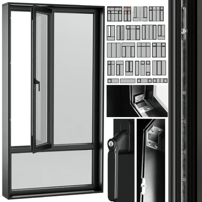 open window & close metal window with metal & leather blinds — Вид 1