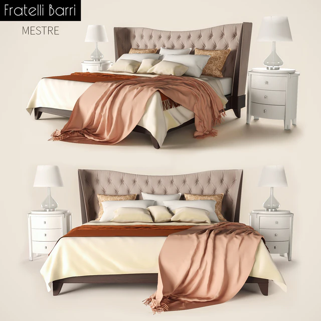 Bed with bedside tables Fratelli Barri Mestre — Descargar