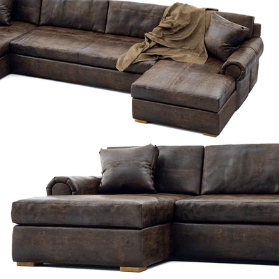 RH Lancaster leather u-chaise sectional — Вид 2