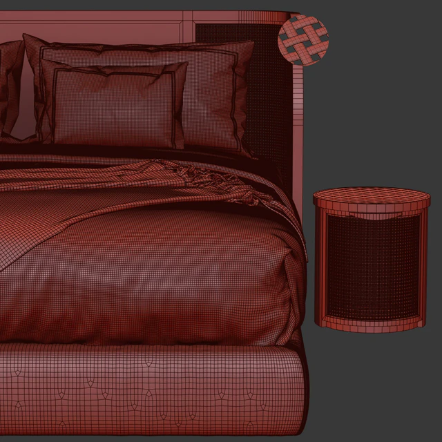 Wooden double bed DB57 / Double bed rattan — Descargar