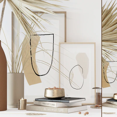 Decorative set with dryed palm — Ver 2