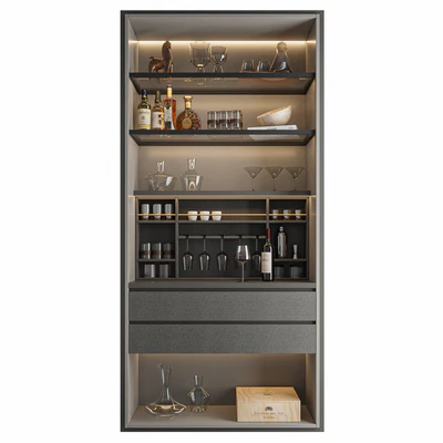 Wine Cabinet With Glasses & Decoration 013 — View 3
