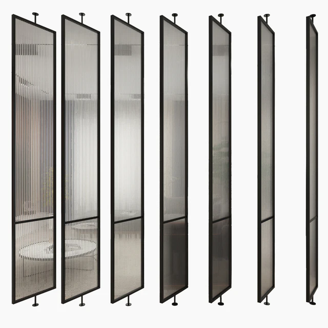 Вращающаяся металлическая перегородка с матовым рифленым стеклом/Swivel metal partition with frosted corrugated glass — Скачать