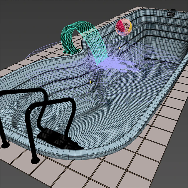 Narbonne composite pool with waterfall — Descargar