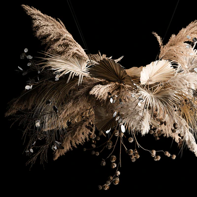 Hanging bouquet of dried flowers, palm branch, pampas grass, dry reeds, lunnik, thorn 270. — Ver 6