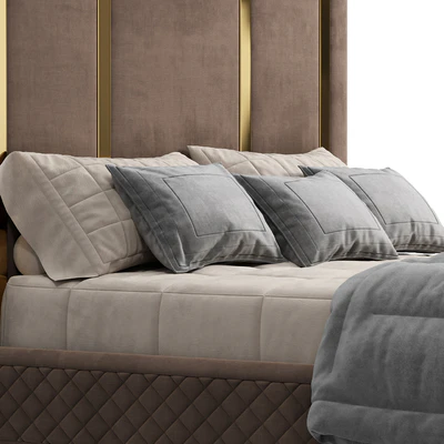 King bed Polished gold — Ver 3