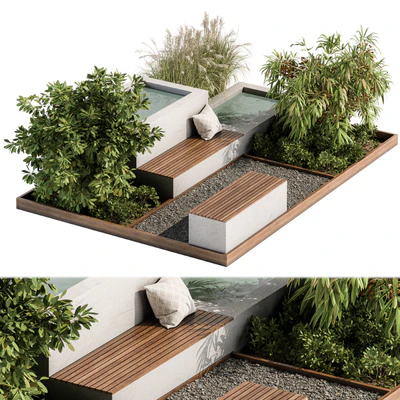 Backyard and Landscape Furniture Bench and Pound - Set 26 — Ver 1