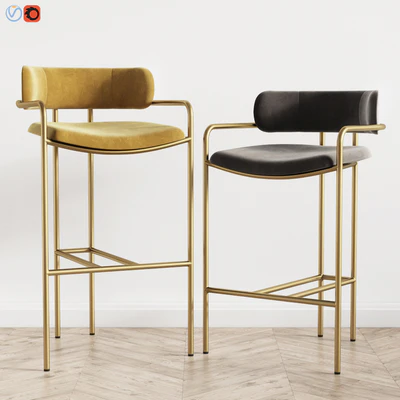 Lenox Velvet Bar and Counter Stools West Elm — Вид 1