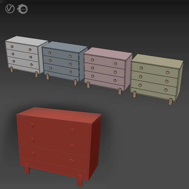 Ellipse Chest of drawers Ice-cream 3 drawers in three colors — Descargar